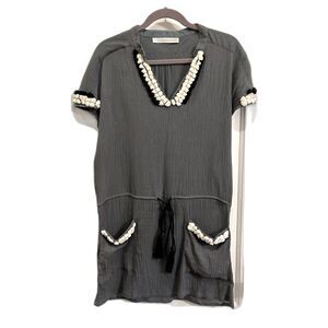 ULLA JOHNSON Gray 100% Cotton Pullover Midi Dress  Women's Size 2